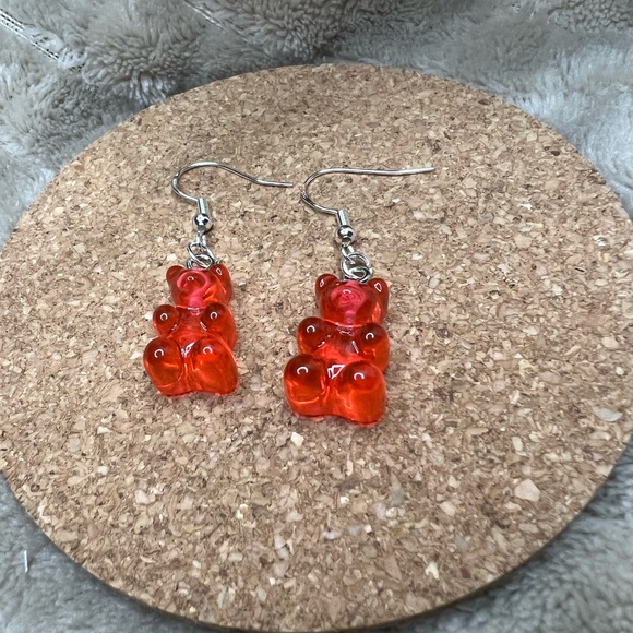 Red Gummy Bear Dangle Earrings - Picture 2 of 3